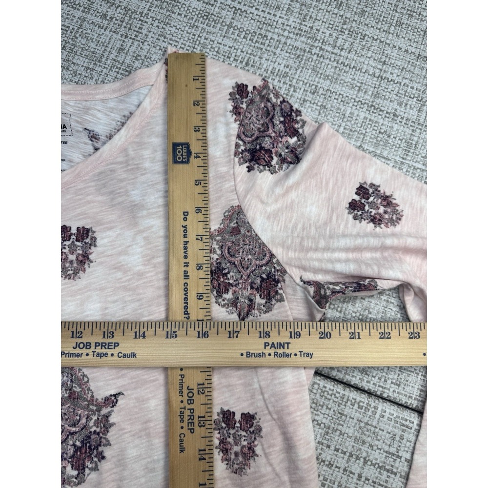Sonoma The Everyday Tee Pink Print Long Sleeve V-Neck T-Shirt PXL Petite - Picture 6 of 9